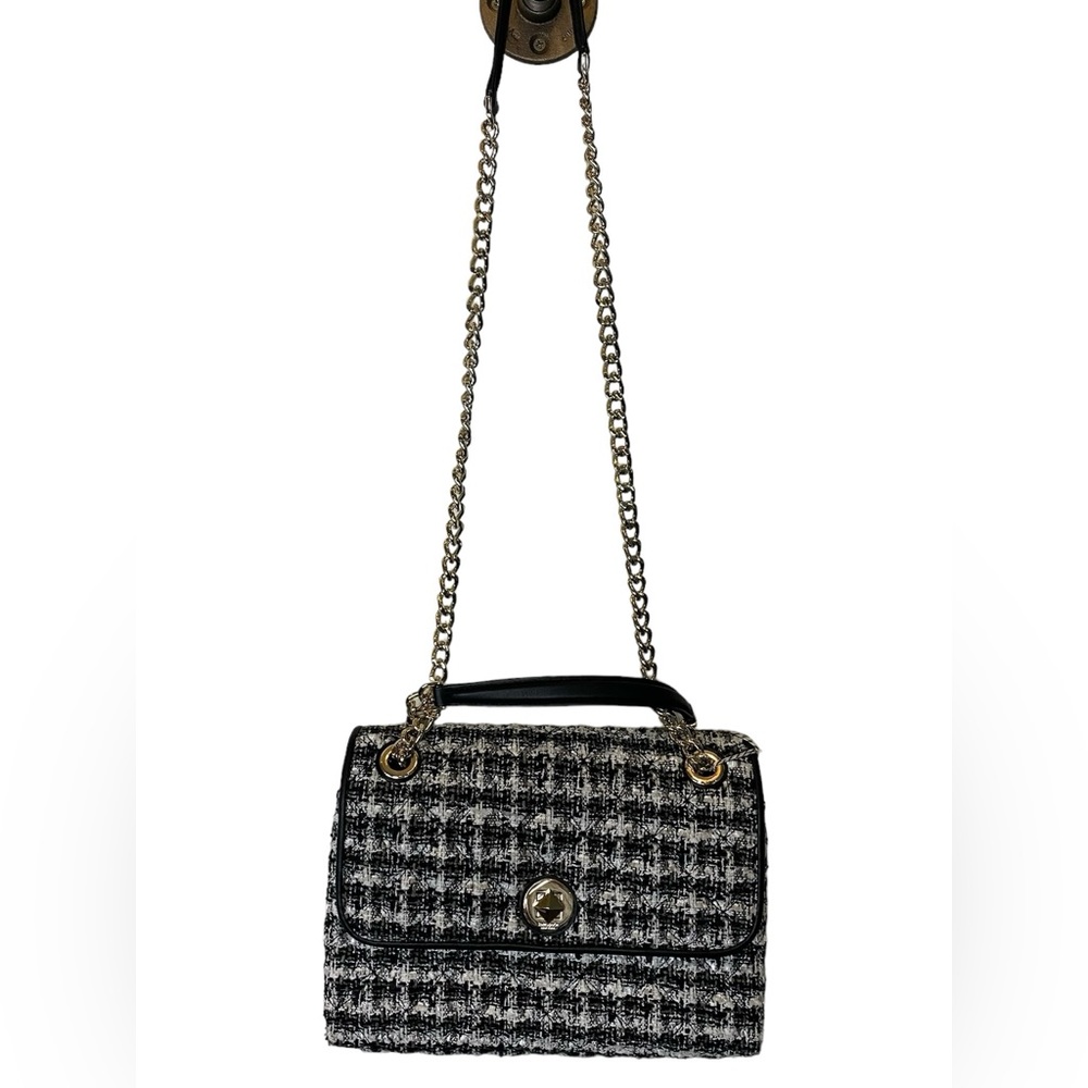 Kate Spade Natalia Tweed Medium Flap Front Chain Strap Shoulder Bag - Picture 4 of 13